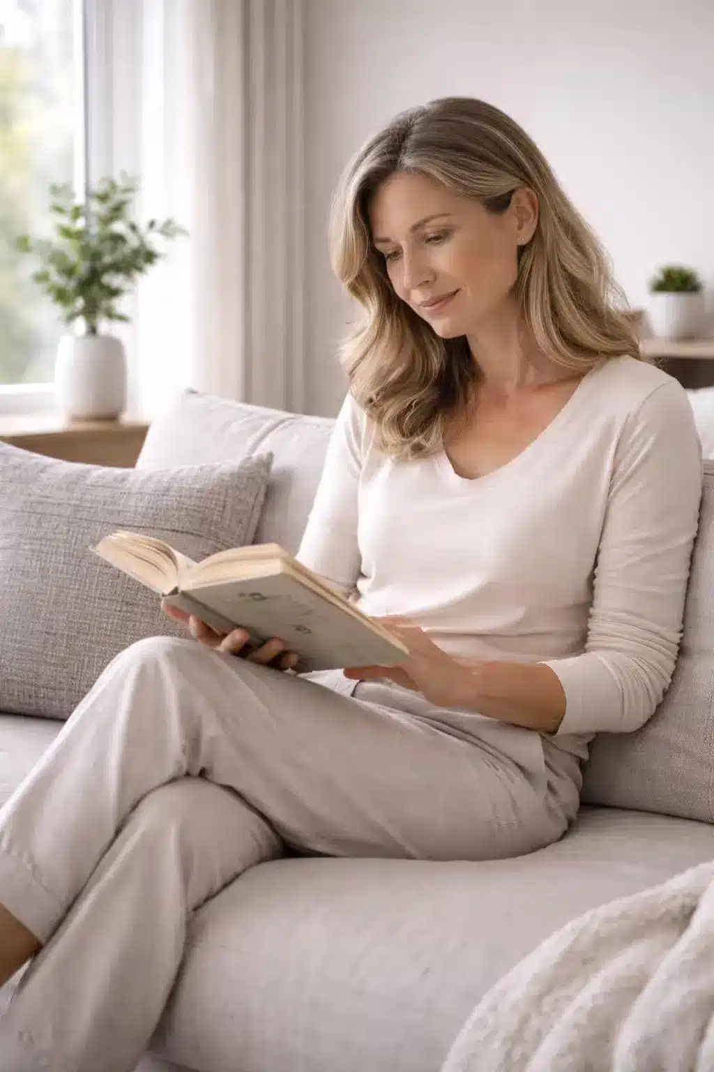 Mujer enfocada leyendo